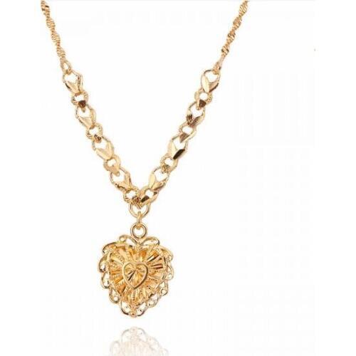 MxGxFam (470*2mm)Fashion 18 yellow Gold Color Heart Necklaces Women For Free Shpping. Made by Environmental Copper