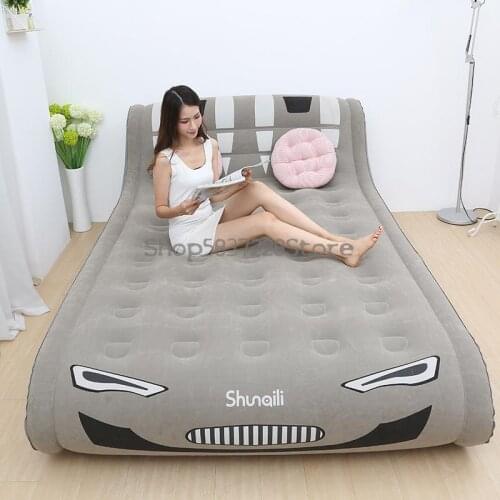 Inflatable Bed Tatami Lazy Bed Inflatable Mattress Household Double Cartoon Cute Thickened Air Cushion Sofa Portable Bed