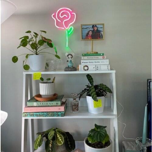 Custom Neon Sign Flower Rose Light LED Cute Wall Hanging Acrylic Beautiful Decoration Indoor Outdoor for Home Room Teenager
