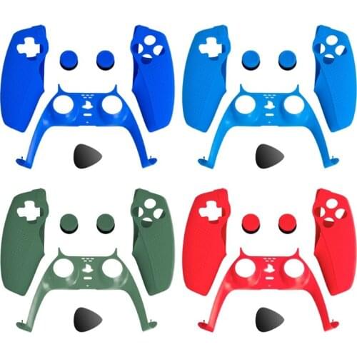 Controller Silicone Case Skin Set with 2x Thumb Grip Cap Gamepad Decorative Strip Shell Decoration Compatible with PS5