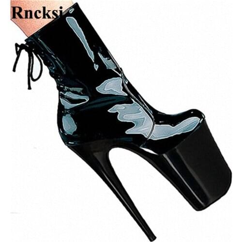 Rncksi Lace Up New Womens Party Boots Fashion Sexy Nights Shoes 20cm Stiletto Heels Pole Dance Spring And Autumn Ankle Boots