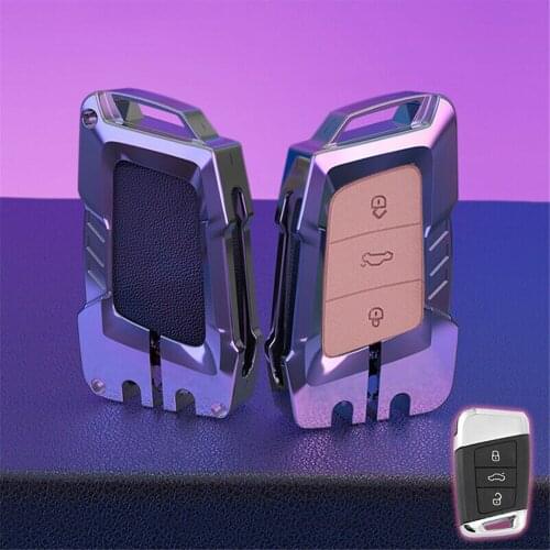 New Zinc Alloy Smart Remote Car Key Cover Case Keychain Auto Accessories Protector Fit For Volkswagen PASSAT Skoda Kodiaq Superb