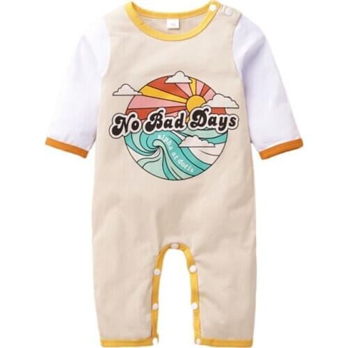 Autumn Baby Long Sleeved Trousers Jumpsuit Infant Rainbow Patter Bodysuit Kids Playsuit Boy Girl Letter Rainbow Pattern Rompers