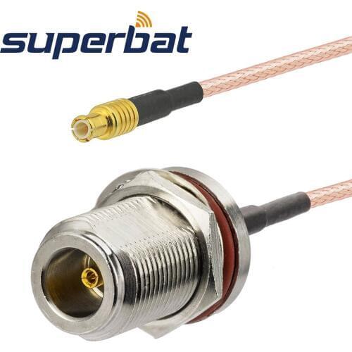 Superbat MCX Straight Male Plug to N BulkHead Female Jack with O-ring Cable RG316 15cm for Wireless