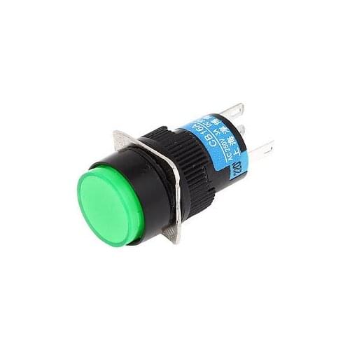 AC 250V 3A DC 30V 5A Circuit Control Green Cap Black Push Button Switch