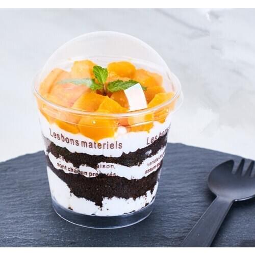 50pcs Net Red Sawdust Cup Dessert Cup Round Mousse Cup Party Tiramisu Pudding Cup Transparent Plastic Cake Box With Lid