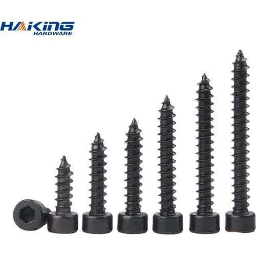 M2 M2.6 M3 M3.5 M4 M5 M6 Hex Hexagon Socket Cap Head Self Tapping Screw 8.8 Grade Black Carbon Steel Allen Head Screw