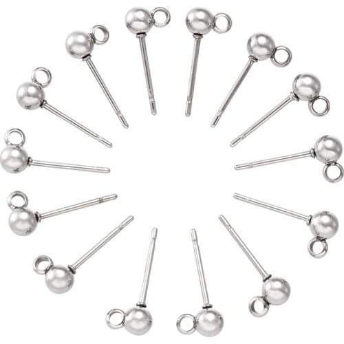 40/50pcs 15x6x4mm 304 Stainless Steel Ear Stud Earrings DIY Components Earring Posts Stainless Steel Color for Jewelry Making
