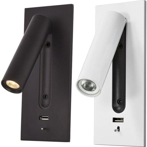 Led Lights Wall Lamp Wall Mounted Nordic Style Night Light With 5V USB Charge Port AC 100-240V Bedroom Hotel Decoration