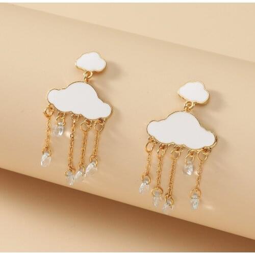 Temperament Sweet Cloud Earrings Long Crystal Tassel Pin Earrings Dangle Earrings Jewelry For Women Girl Fashion Party Jewelry