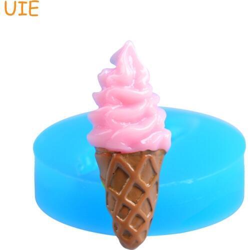 XYL051U 35.3mm Delicious Ice Cream Flexible Silicone Push Mold Polymer Clay Charms (Clay Resin Wax Epoxy Gum Paste)