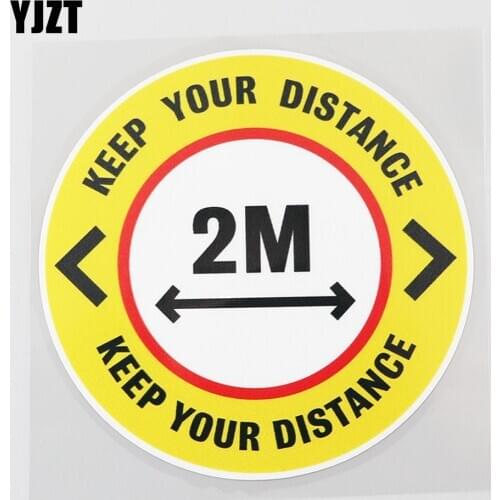 YJZT 12.5CM×12.5CM Please Keep Your Distance PVC Car Sticker Decal 12C-0286