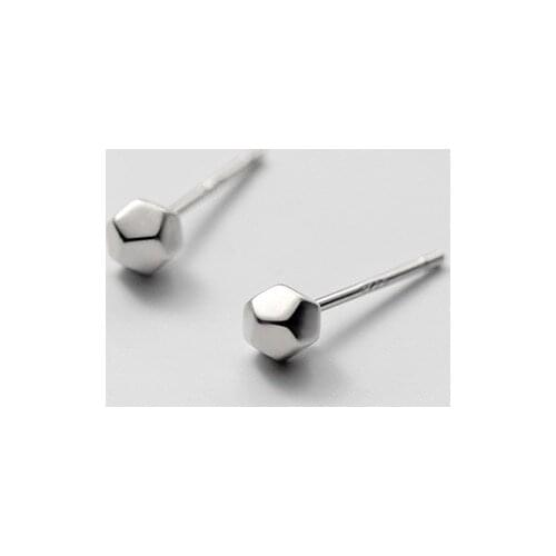 MloveAcc Solid 925 Sterling Silver Small Geometry Cut Section Stud Earrings for Girl 925 Silver Women Earrings