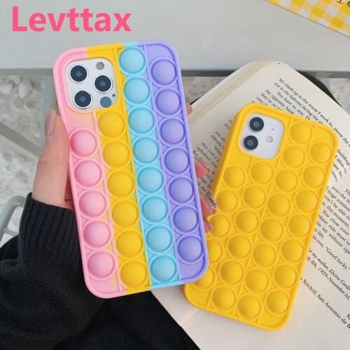1pcs Rainbow Color Case For iphone 12mini shockproof Silicone Case For iphone 11pro max X XR XS 8 7 6plus Cover Reliver Stress