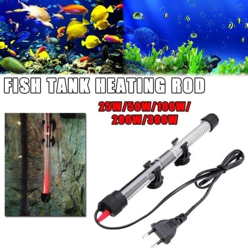 220-240V Adjustable Temperature Thermostat Heater Rod 50/100/200/300W Submersible Aquarium Fish Tank Water Heat With Suction Cup