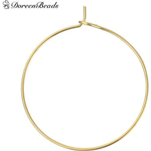 50PCs 34x30mm Wine Glass Charm Rings Golden Earring Hoops Metal Wire Hoops Earrings Drink Markers DIY Party Decoration