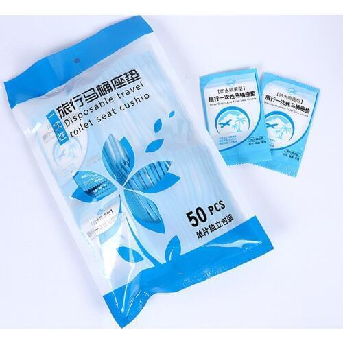 50Pcs Disposable Toilet Seat Cover Mat Portable 100% Waterproof Safety Toilet Seat Pad For Travel/Camping Bathroom Accessiories