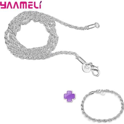 925 Sterling Silver Jewelry Sets For Women Men Link Chain Necklace Bracelet Set Female Male Party Gift Supplies Bijoux