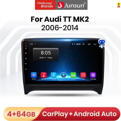 Junsun V1 Pro 4G Android 10.0 4G+64G Car Radio Multimedia Player For Audi TT MK2 2006 - 2014 GPS Navigation no 2din dvd