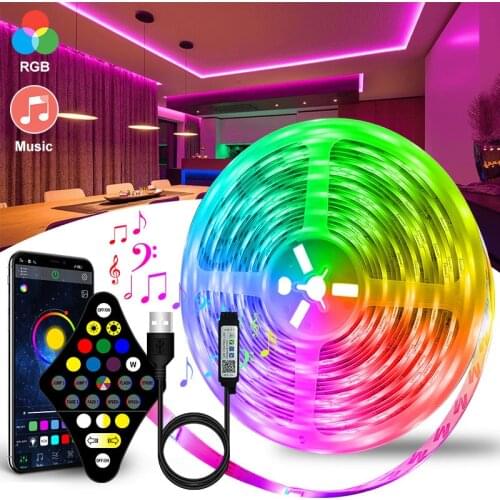 5M Bluetooth-compatible Control RGB 5050 RGBWW LED Strip Light USB Flexible Lamp Diode Tape Ribbon For LCD TV Desktop Screen Bac