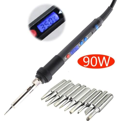 90W 936 Digital Electric Soldering Iron Lead-free Temperature Adjustable Mini Soldering Station Backlight LCD +10Pcs solder tips
