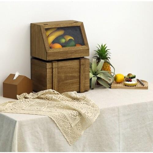 Wood Table Storage Box for Bread Fruit Snacks Coffee Bean Busket Dessert Table Organizer Photograph Props Food Boxes & Bin