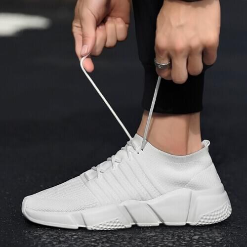 Cheap Men Sock Sneakers Flying Weaving Light Running Shoes Trending Sporty Walking Shoes Green Jogging Designed Footwear Big 48