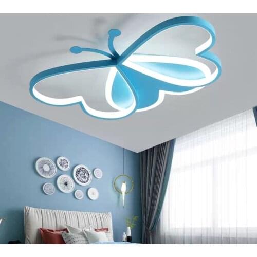 Childrens room led simple modern creative personalized bedroom lamp butterfly style boy and girl room ceiling lamp WF