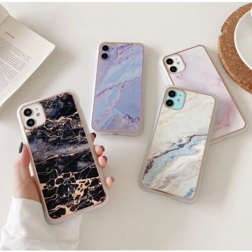 Gimfun Vintage Marble Texture Phone Case for iPhone 11 Pro X XR XS Max 7 8 Plus SE2020 Matte Soft IMD Print Pattern Back Cover