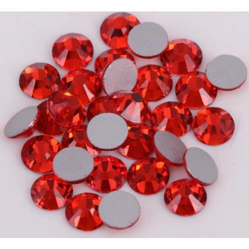 Good Quality ss3-ss34 Light Siam Flat Back Nail Art Glue On Non Hot Fix Rhinestones