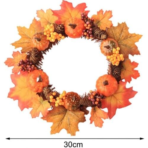 Thanksgiving Artificial Wreaths Exquisite Workmanship Tasteful Design Festival Decoration Pumpkin Pinecone Maple Hunging Wreath