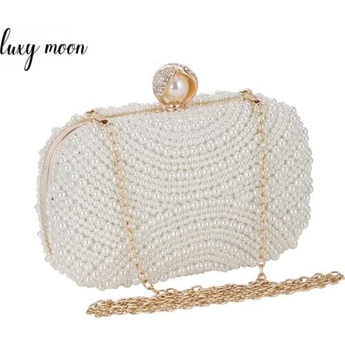 Pearl Clutch Bag Luxury Wedding Party Purse Bag for Women Elegant Mini Handbag Banquet Diamond Chain Shoulder Bag ZD1839