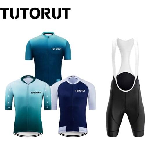 TUTORUT Cycling Clothing Set Short Sleeve Shirts Mens Sportswear Bicycle Clothes Racing Cycling Jersey Quick Dry With Pockets