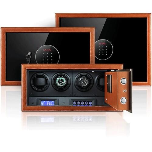 Brown 4 8 12 Safe Watch Winder Box Carbon Fiber Watches Holder Display Storage Boxes Automatic Mechanical Watches Case 2022