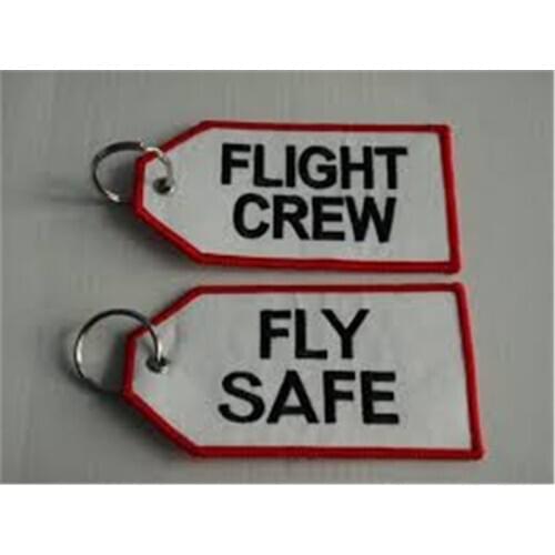 Flight Crew Fly Safe Fabric Embroidery Pilot Key Chains Keyring