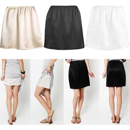 Summer Slips Womens Casual Mini Skirts.Ladies Basic Skirt Underdress Vestidos Loose Half Slips Petticoat Underskirt