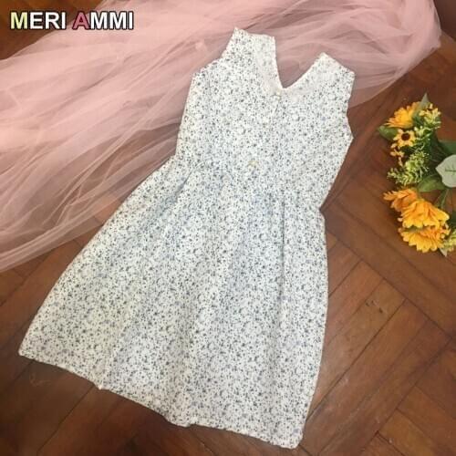 MERI AMMI Children Girl Clothing V-Neck Floral Flower Lace Color Dress For 1-11 Year Kids