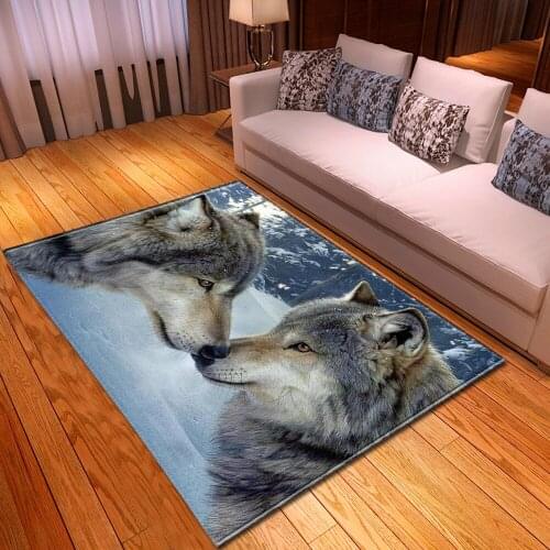 Cartoon Animal Wolfdog 3D Printing Rug Soft Flannel Home Carpet Kids Play Mat Child Room Area For Game Living Room Carpets Rugs