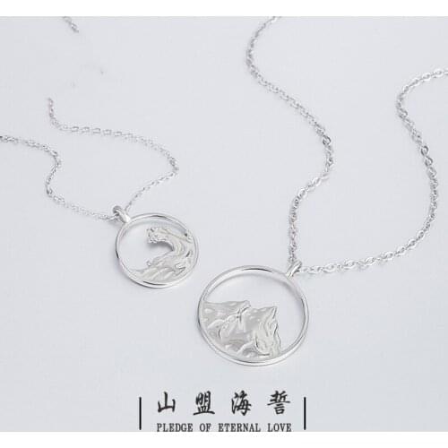S925 Sterling Silver Couple Necklace Mens and Womens Pendants Commemorative Gift for Girlfriends Aesthetic Jewelry on Neck