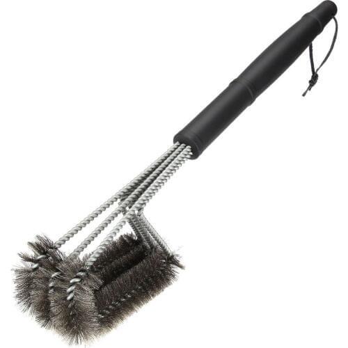 18 inch Rugged three-head wire oven grill cleaning brush BBQ tool Effortless Cleanin BBQ Accessories With Handle Durable