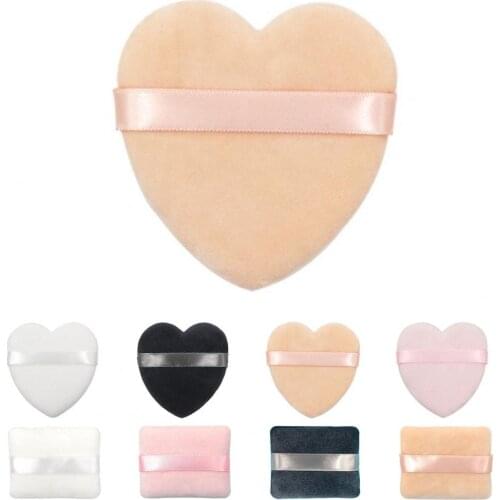 Professional Reusable Makeup Puff Heart-Shaped High Elasticity Large Face Powder Puffs Cotton Strap Sponges for Female