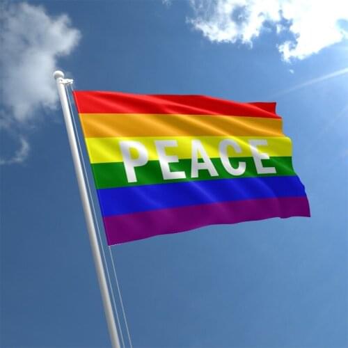 RAINBOW PEACE LETTERS FLAG 3X5 POLYESTER