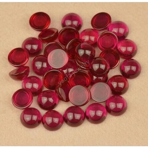 Sale 1mm~15mm 5A Loose #5 Rose Red Corundum Beads Round Flat Back Cabochon Cut Corundum Stone Synthetic Gems For Jewelry DIY