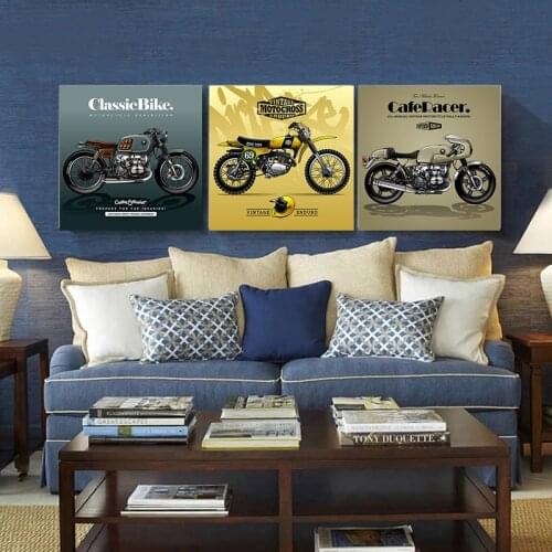Retro Decor Cafe Racer Vinatge Motorcycle Canvas Classic Bike Posters Prints for Home Room Garage Decor Wall Paintings Cuadros