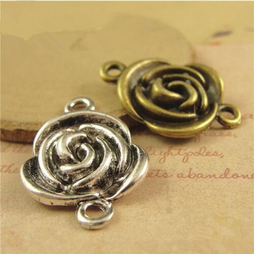 RONGQING 50pcs/lot Jewelry Findings Rose Connectors connectors for jewelry making NEW