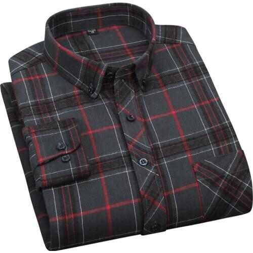 Aoliwen Brand Cotton Classical mens plaid casual shirts full sleeve Plaid Shirt fabric soft comfortable regular fit male shirts