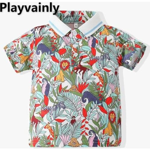 Baby Boy Shirt 2021 Summer New Cartoon Printing short Sleeve Boys Tops polo shirt Baby Clothes 2-6 Years E22110