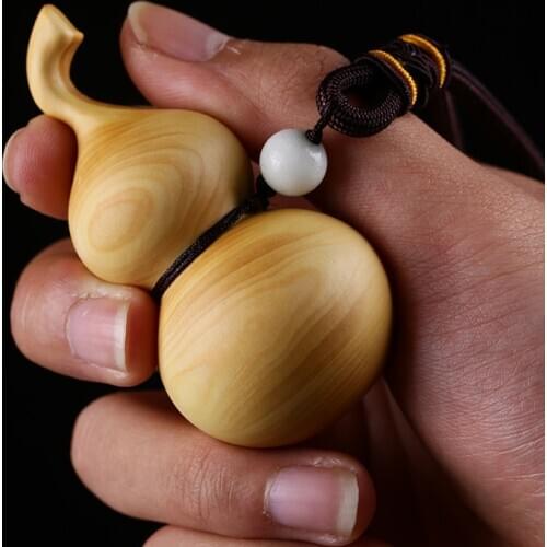Boxwood 7cm Calabash Gourd Craft Decor Jewelry Gift Accessories Pendant Chinese Natural Wooden Home Decore