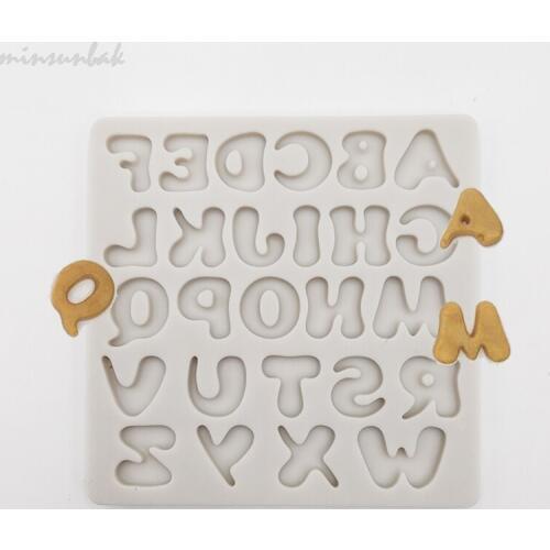 Minsunbak 26 English Alphabet Silicone Chocolate Mold Fondant Mold Cake Decorating Tool