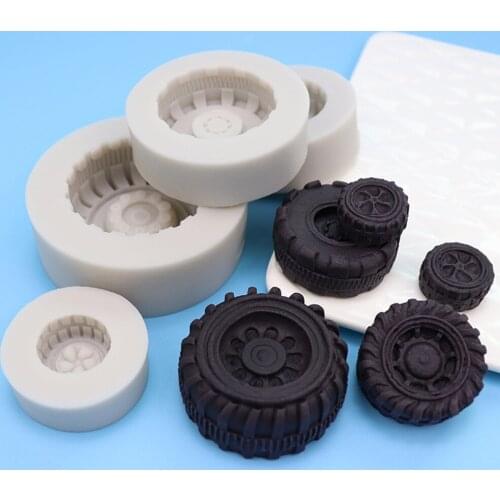 4 Size Silicone Tires Wheel Fondant Cake Molds Chocolate Cookies Mould Bakeware Home Kitchen Baking Decorating Tools Accessories
